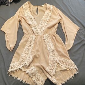 Cream Lace Lined Romper